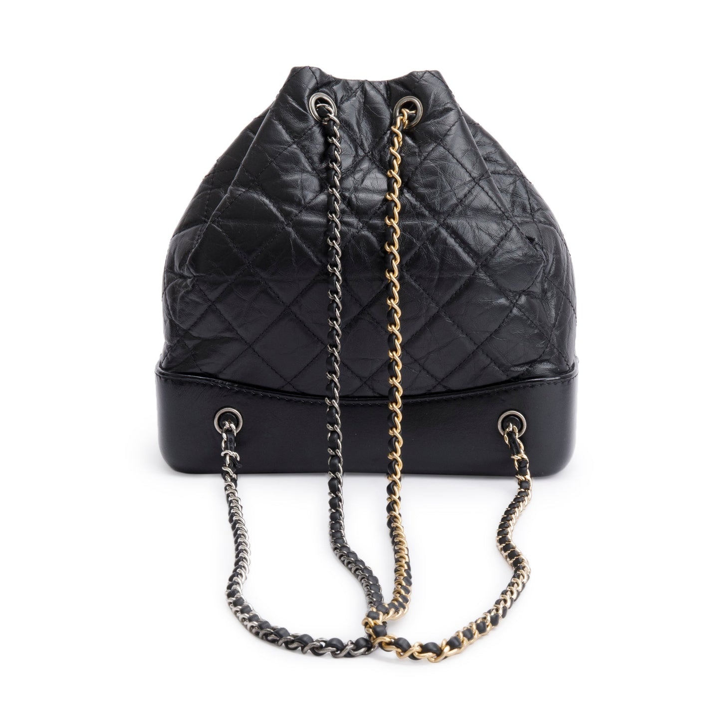 Chanel Black Aged Calfskin Leather Small Gabrielle Backpack