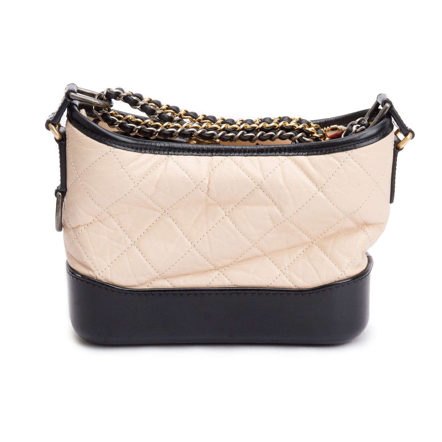 Chanel Black & Beige Aged Calfskin Leather Small Gabrielle Hobo