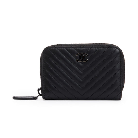 Chanel Black Calfskin Leather Classic Zipped Coin Purse