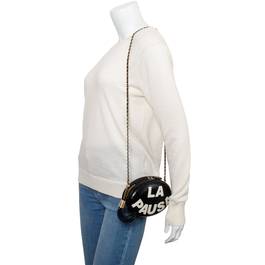 Chanel Black Calfskin Leather La Pausa Tassel Clutch Crossbody Bag