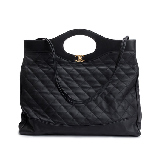 Chanel Black Calfskin Leather Large 31 Shopping Tote