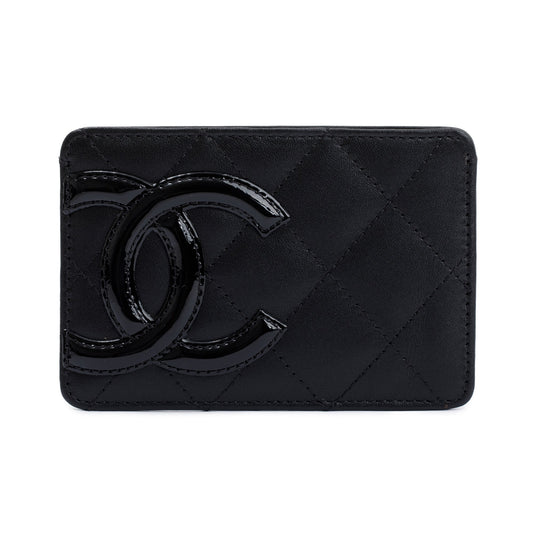 Chanel Black Calfskin Leather Ligne Cambon Card Holder