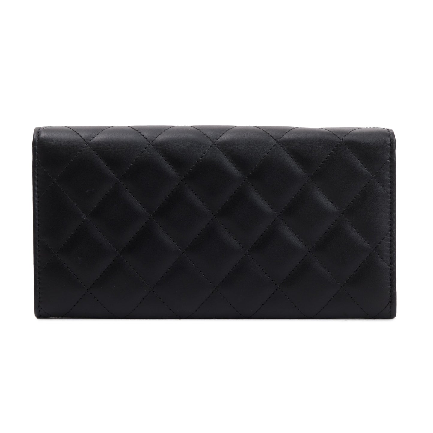 Chanel Black Calfskin Leather Ligne Cambon Continental Flap Wallet