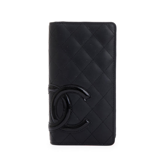 Chanel Black Calfskin Leather Ligne Cambon Yen Wallet
