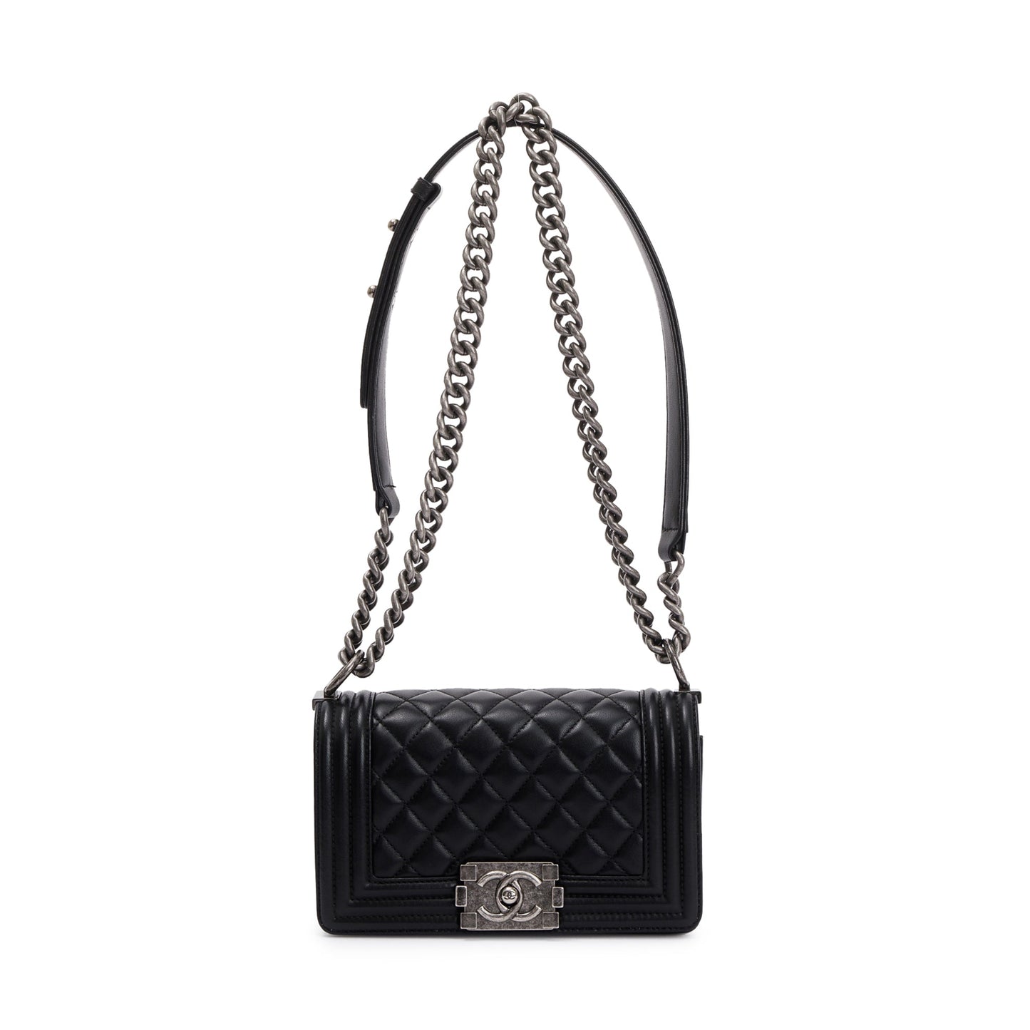 Chanel Black Calfskin Leather Small Boy Bag