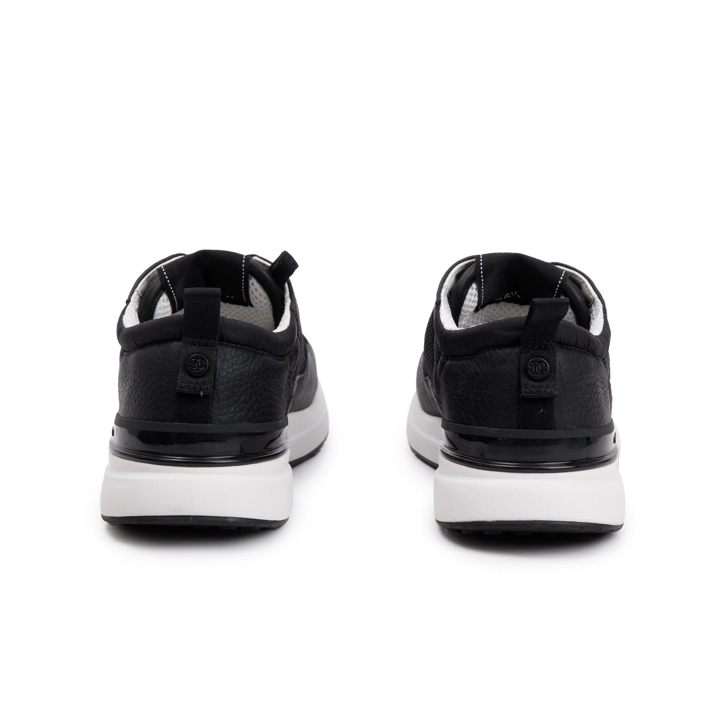 Chanel Black Calfskin Mesh Suede CC Logo Sneakers, Size 41