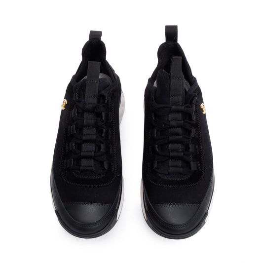 Chanel Black Calfskin Neoprene Interlocking CC Logo Sneakers, Size 36.5