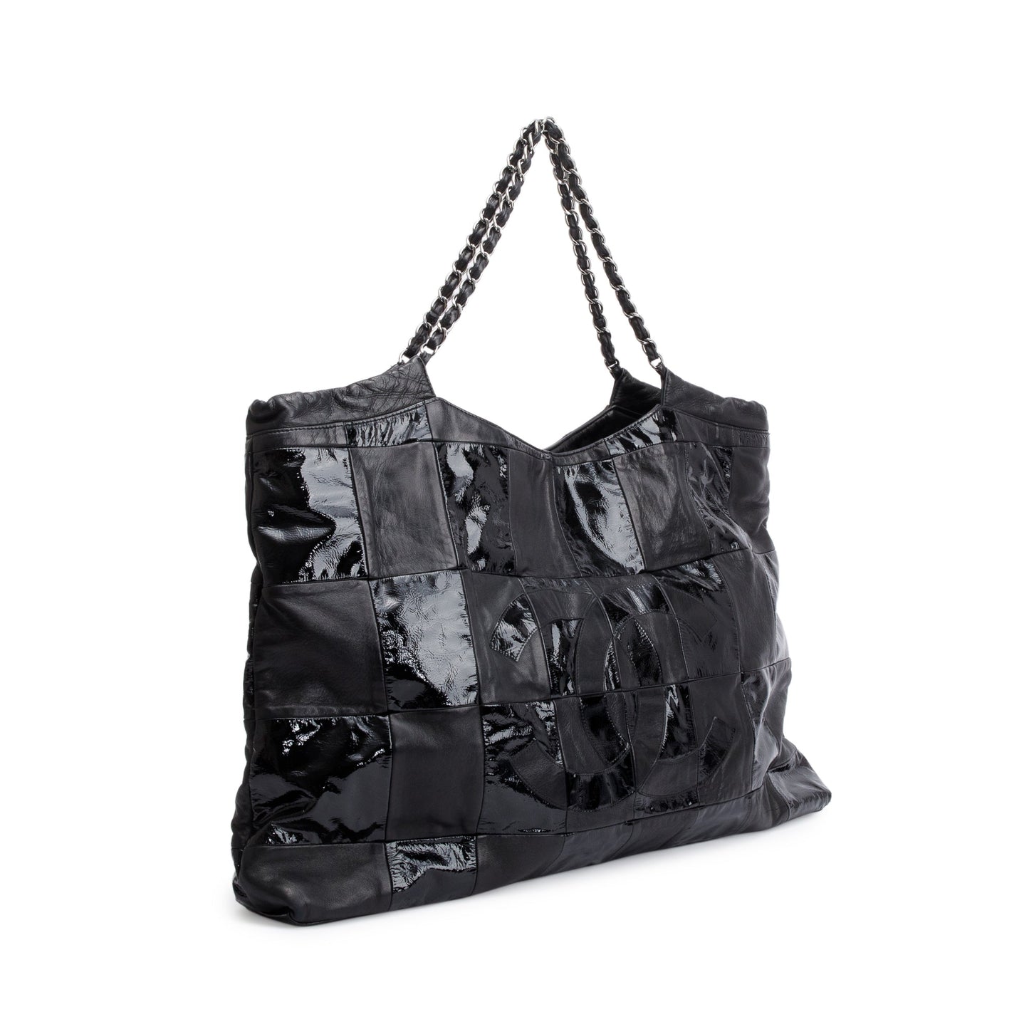 Chanel Black Calfskin/Patent Leather Brooklyn Tote Bag