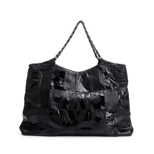 Chanel Black Calfskin/Patent Leather Brooklyn Tote Bag