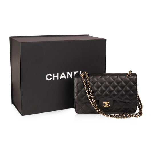 Chanel Black Caviar Classic Jumbo Double Flap Bag