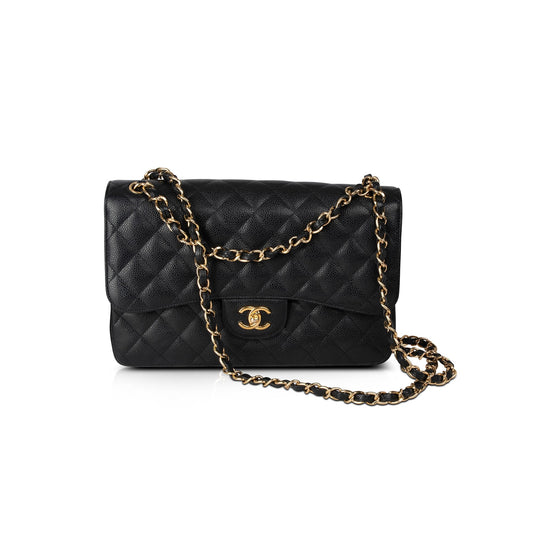 Chanel Black Caviar Classic Jumbo Double Flap Bag