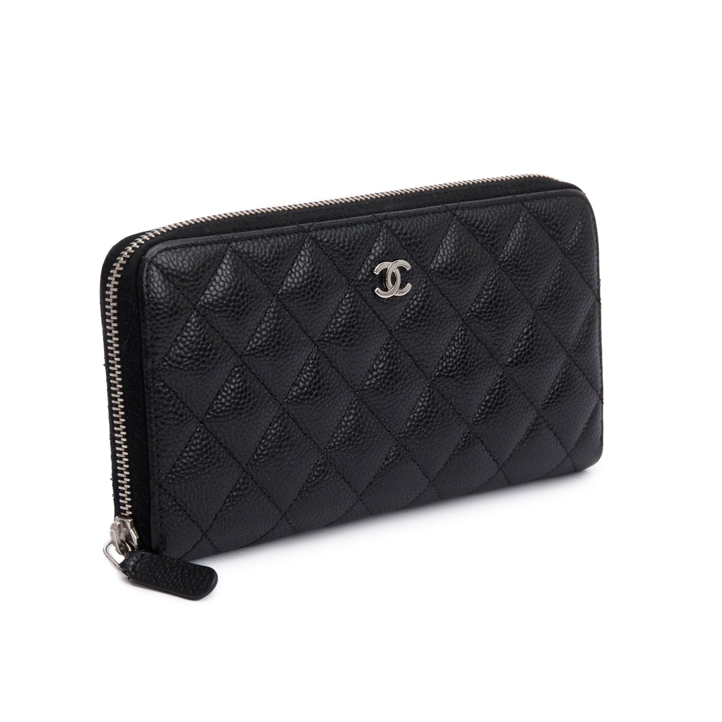Chanel Black Caviar Classic Large Gusset Zip Around Wallet