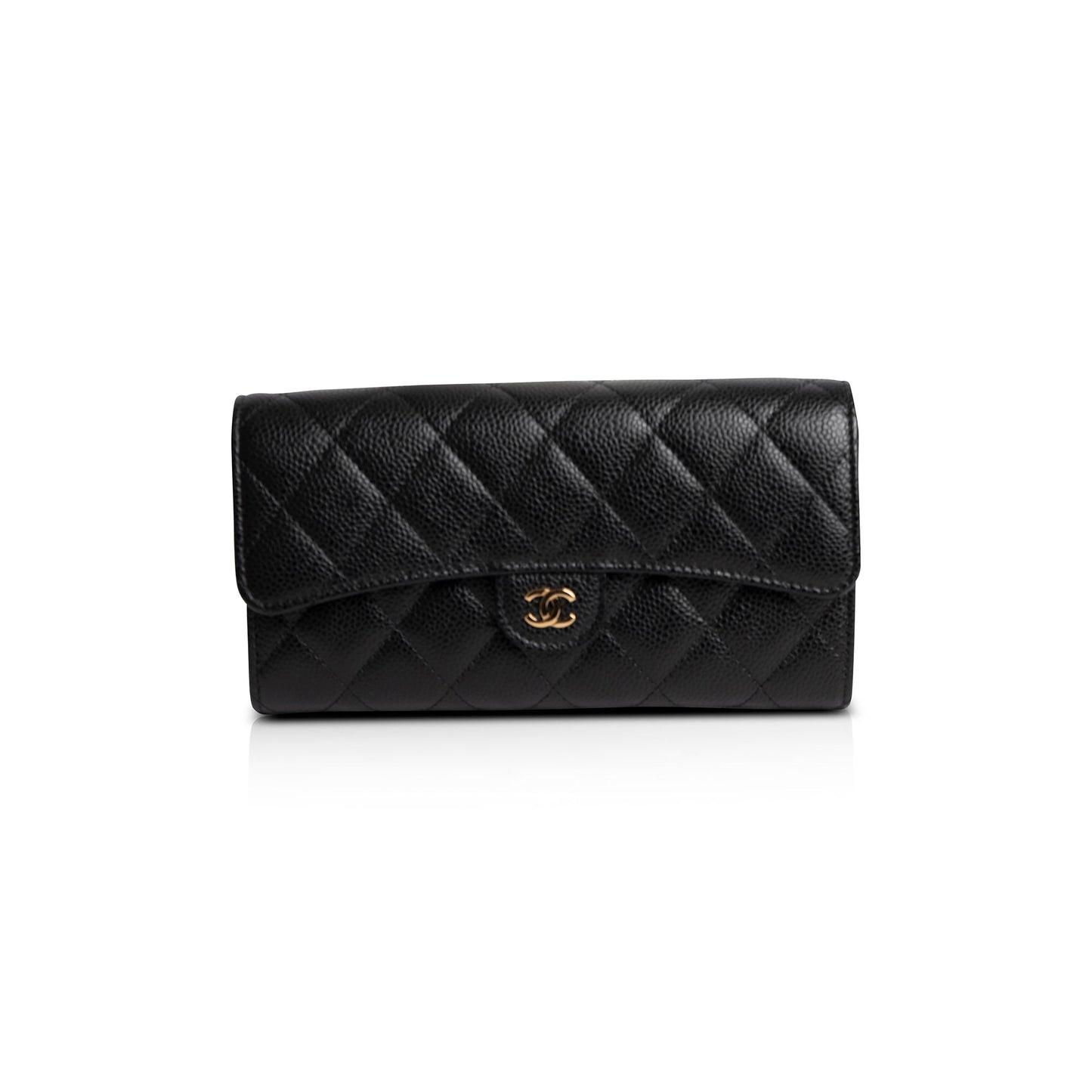 Chanel Black Caviar Classic Long Flap Wallet