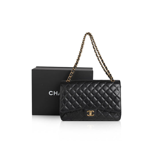 Chanel Black Caviar Classic Maxi Double Flap Bag