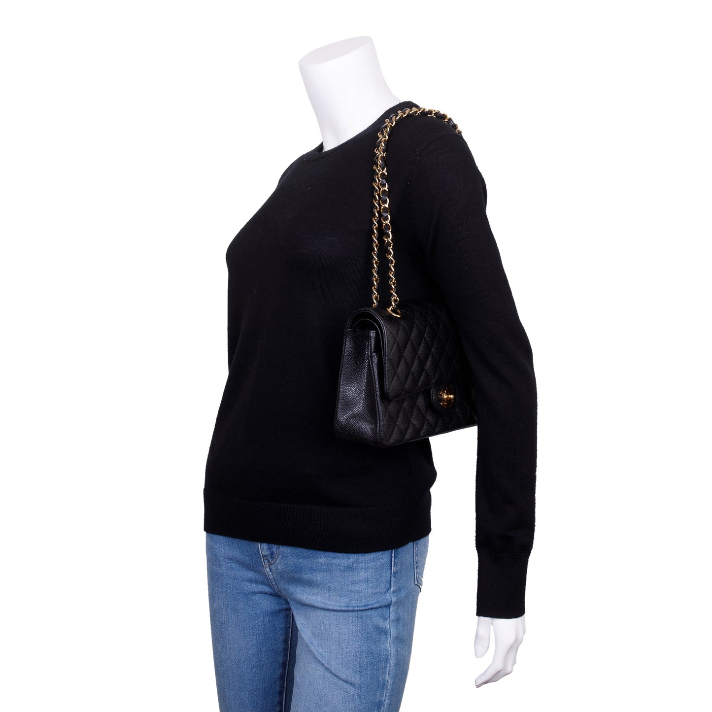 Chanel Black Caviar Classic Medium Double Flap Bag