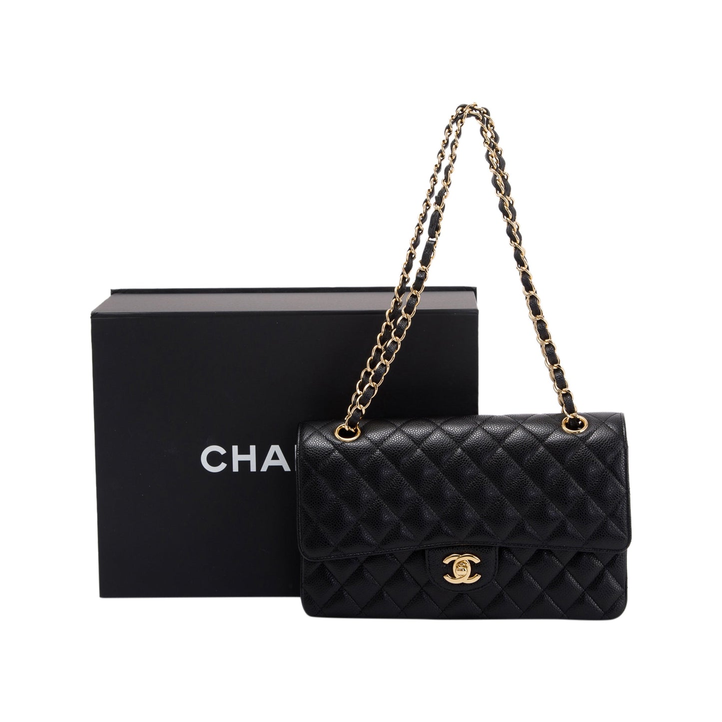 Chanel Black Caviar Classic Medium Double Flap Bag