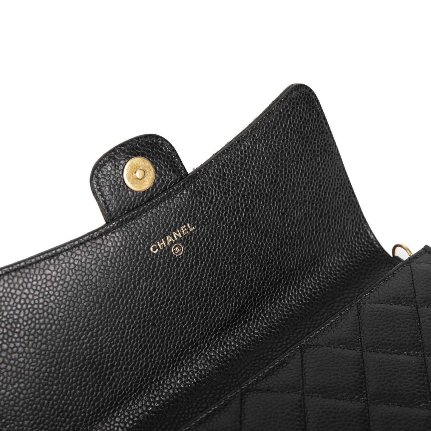 Chanel Black Caviar Detachable Chain Clutch Bag