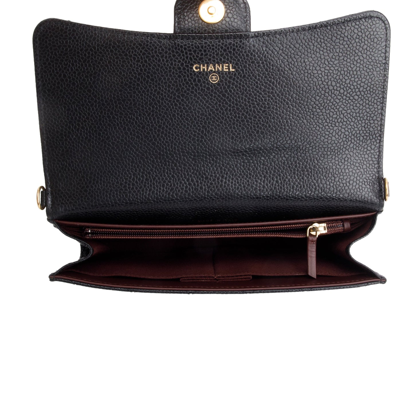 Chanel Black Caviar Detachable Chain Clutch Bag