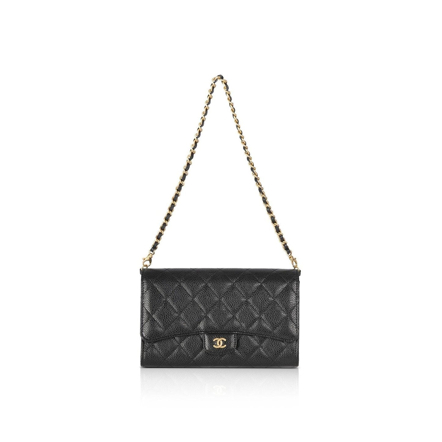 Chanel Black Caviar Detachable Chain Clutch Bag