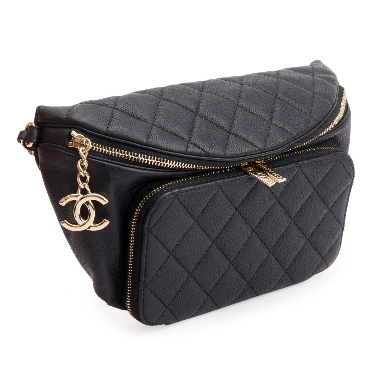 Chanel Black Caviar Leather Affinity Waist Bag