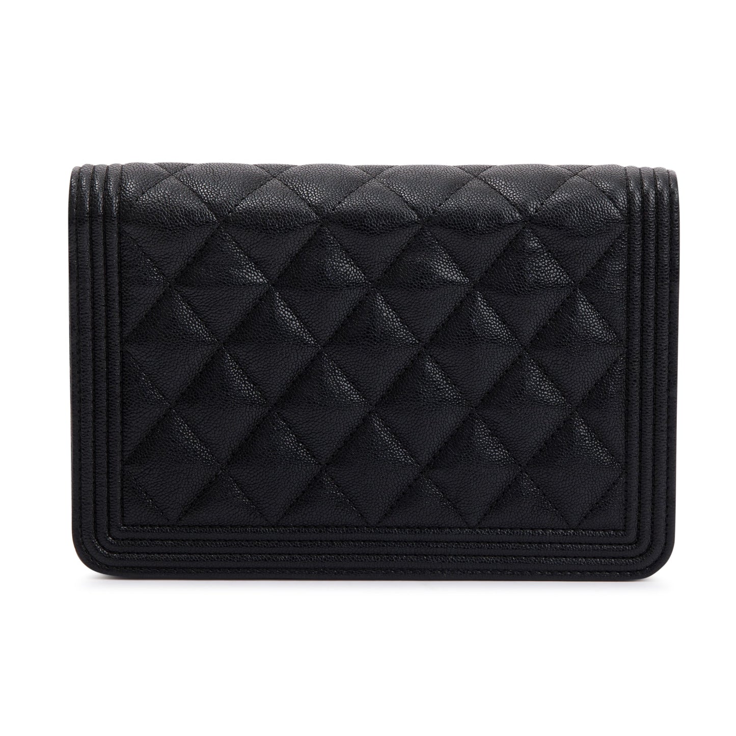 Chanel Black Caviar Leather Boy Wallet on Chain