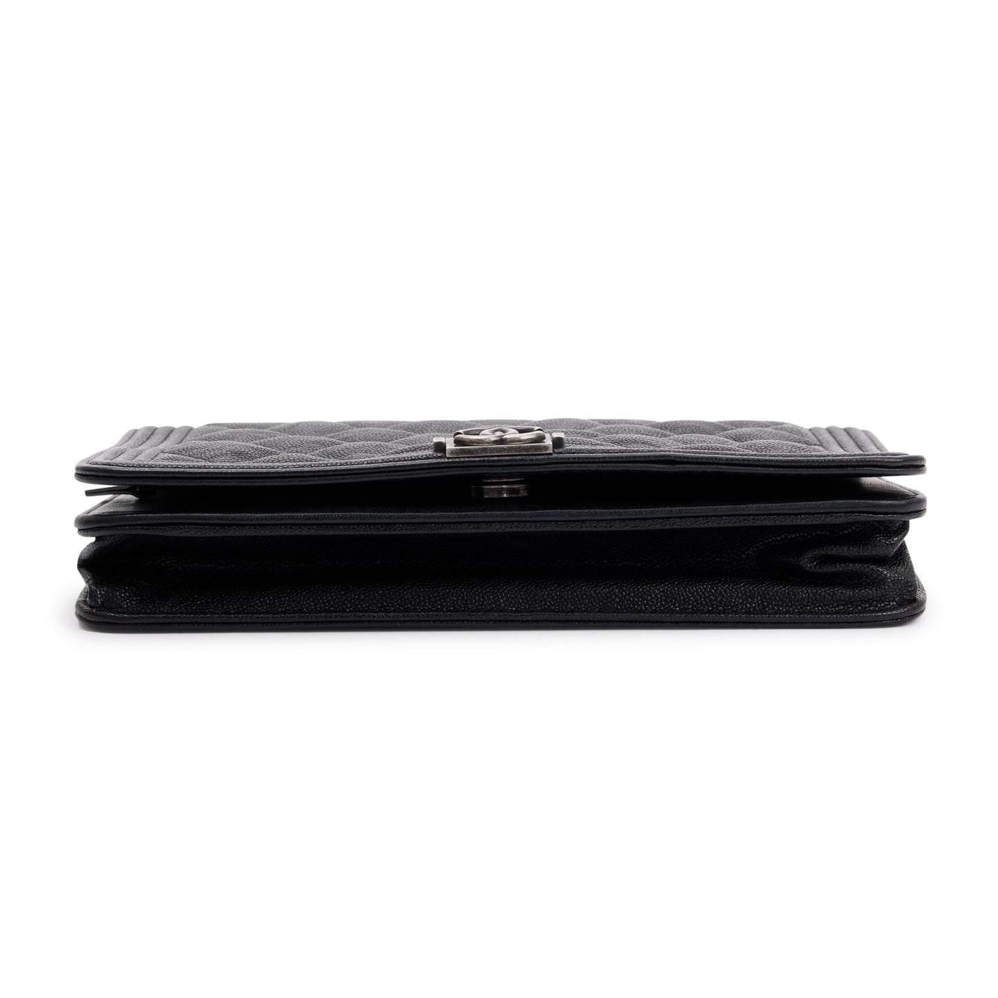 Chanel Black Caviar Leather Boy Wallet on Chain