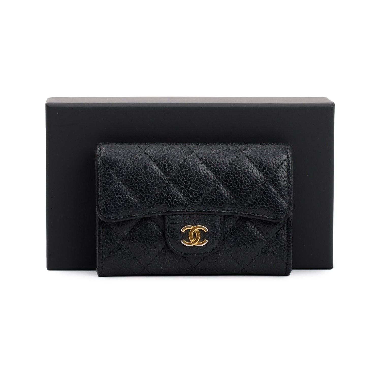 Chanel Black Caviar Leather Classic Flap Card Holder