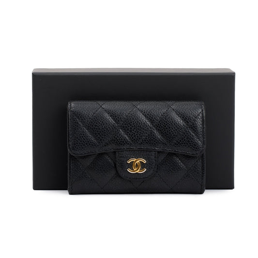 Chanel Black Caviar Leather Classic Flap Card Holder