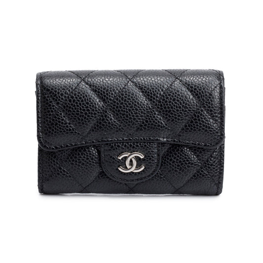 Chanel Black Caviar Leather Classic Flap Card Holder