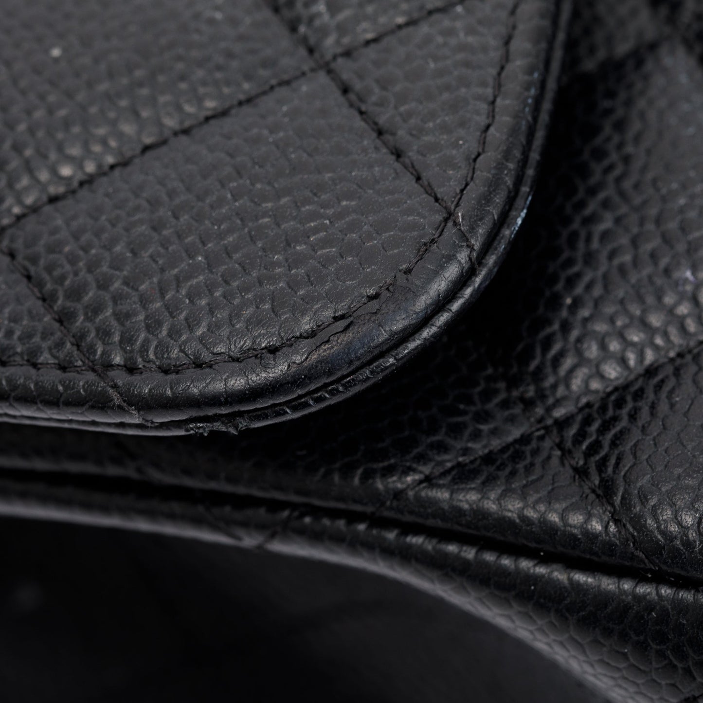 Chanel Black Caviar Leather Classic Jumbo Double Flap Bag