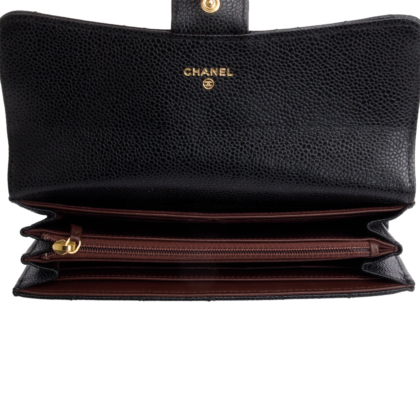 Chanel Black Caviar Leather Classic Long Flap Wallet