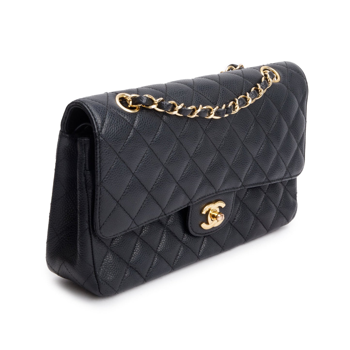 Chanel Black Caviar Leather Classic Medium Double Flap Bag