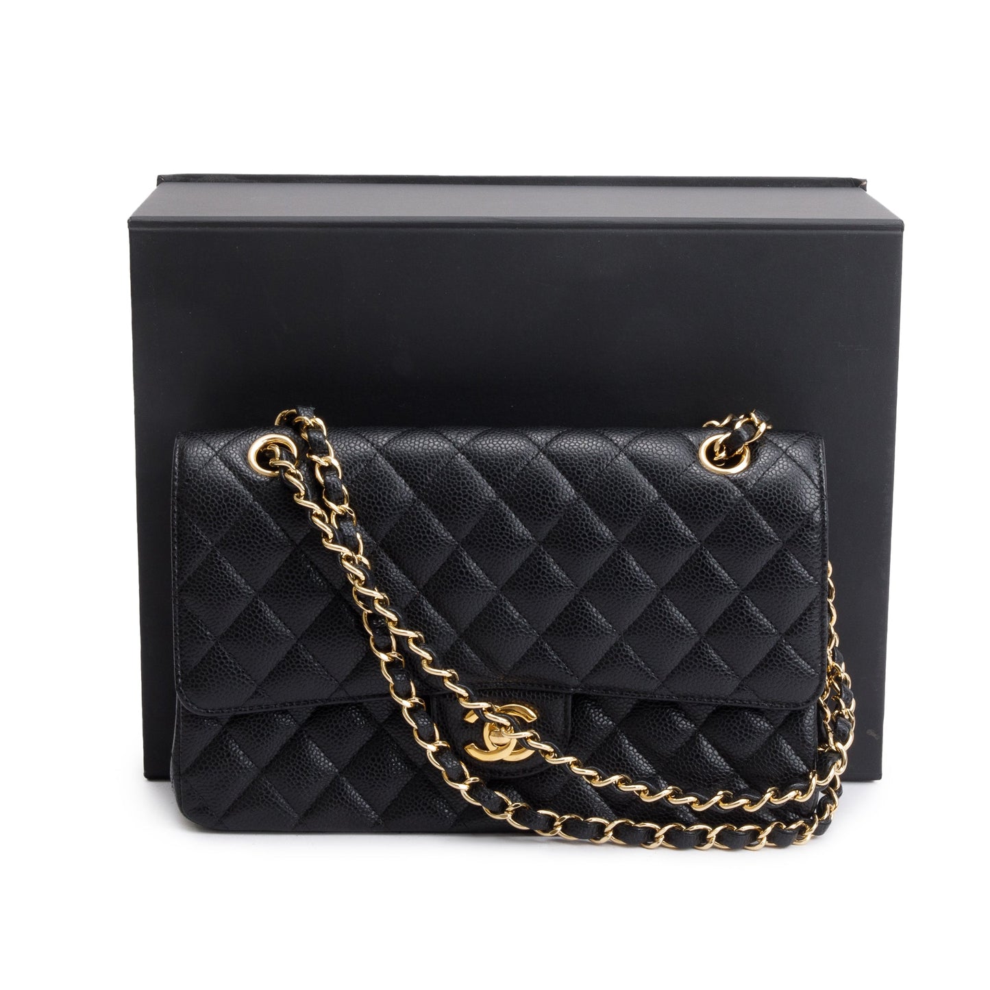 Chanel Black Caviar Leather Classic Medium Double Flap Bag