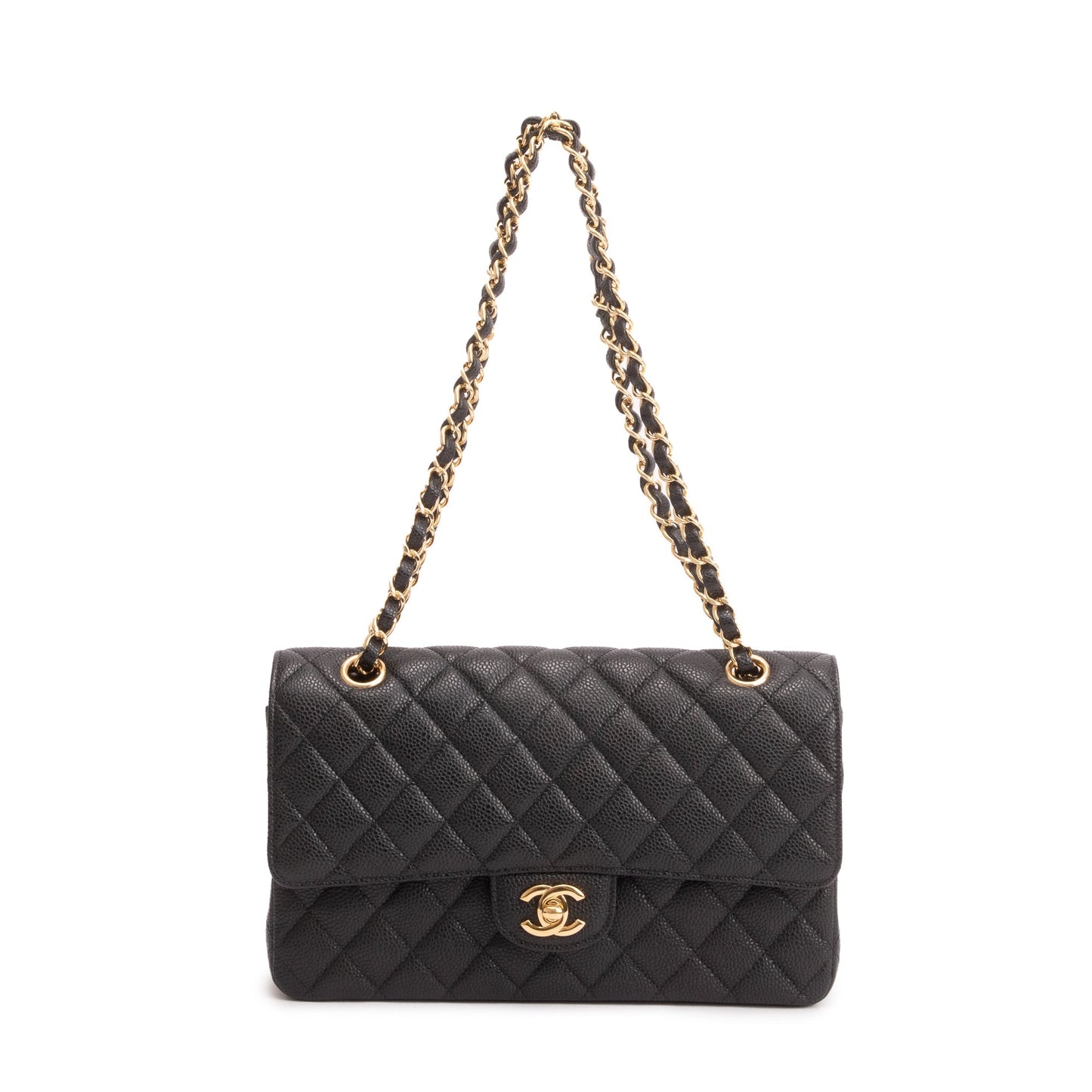 Chanel Black Caviar Leather Classic Medium Double Flap Bag