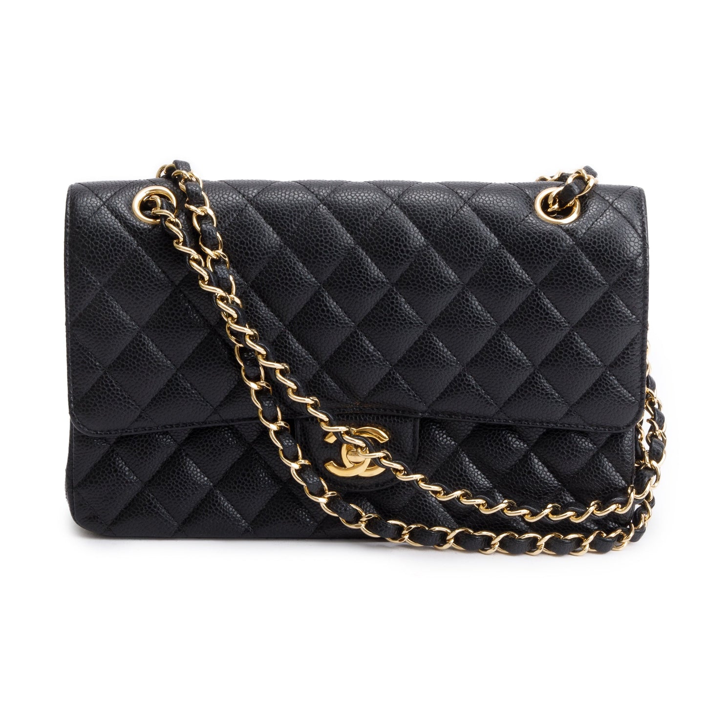 Chanel Black Caviar Leather Classic Medium Double Flap Bag
