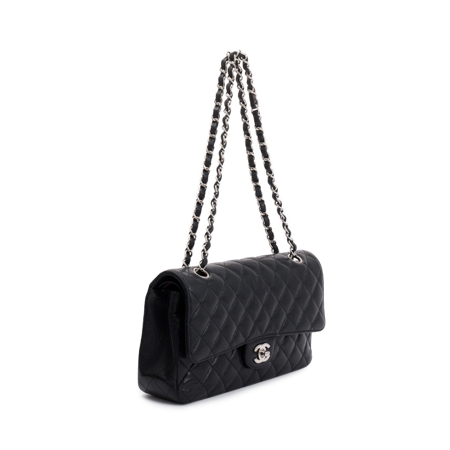 Chanel Black Caviar Leather Classic Medium Double Flap Bag