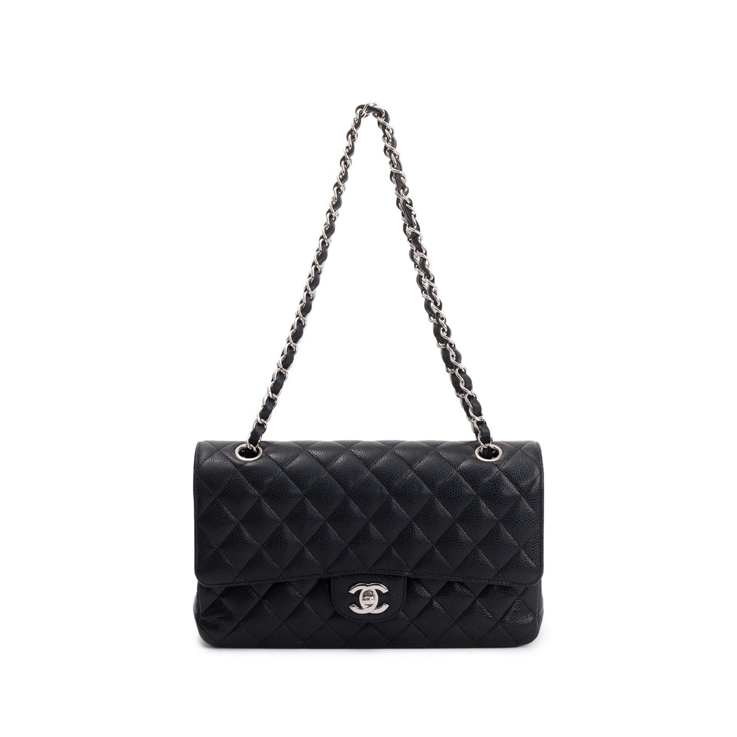 Chanel Black Caviar Leather Classic Medium Double Flap Bag
