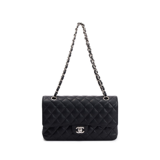 Chanel Black Caviar Leather Classic Medium Double Flap Bag