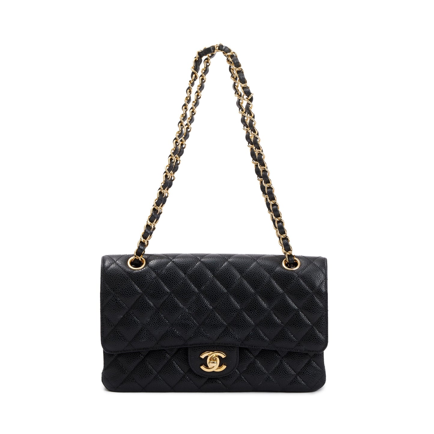 Chanel Black Caviar Leather Classic Medium Double Flap Bag