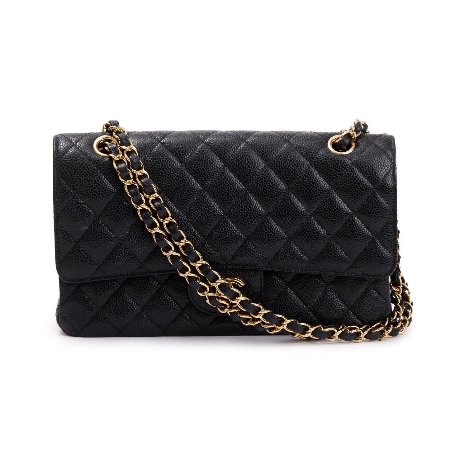 Chanel Black Caviar Leather Classic Medium Double Flap Bag