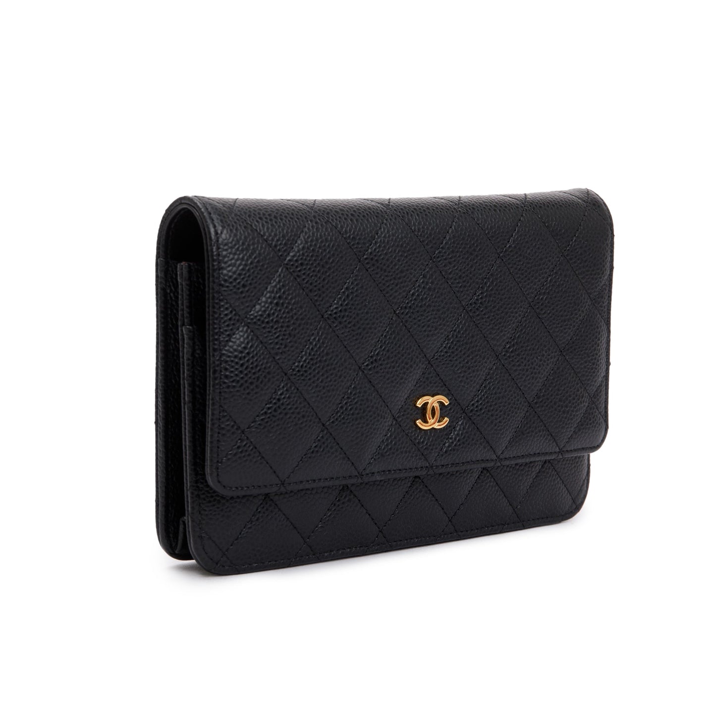 Chanel Black Caviar Leather Classic Wallet on Chain