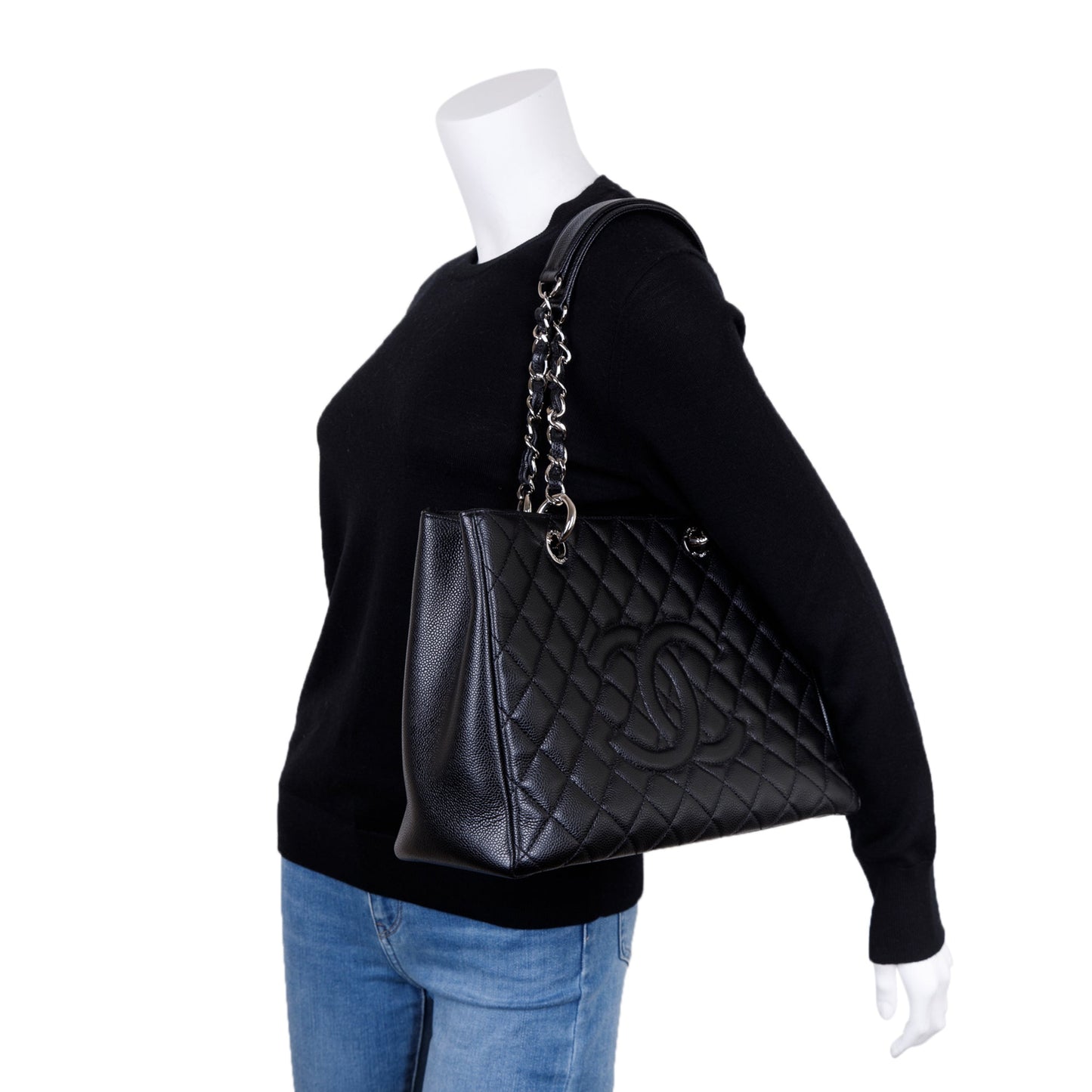 Chanel Black Caviar Leather Grand Shopping Tote (GST)