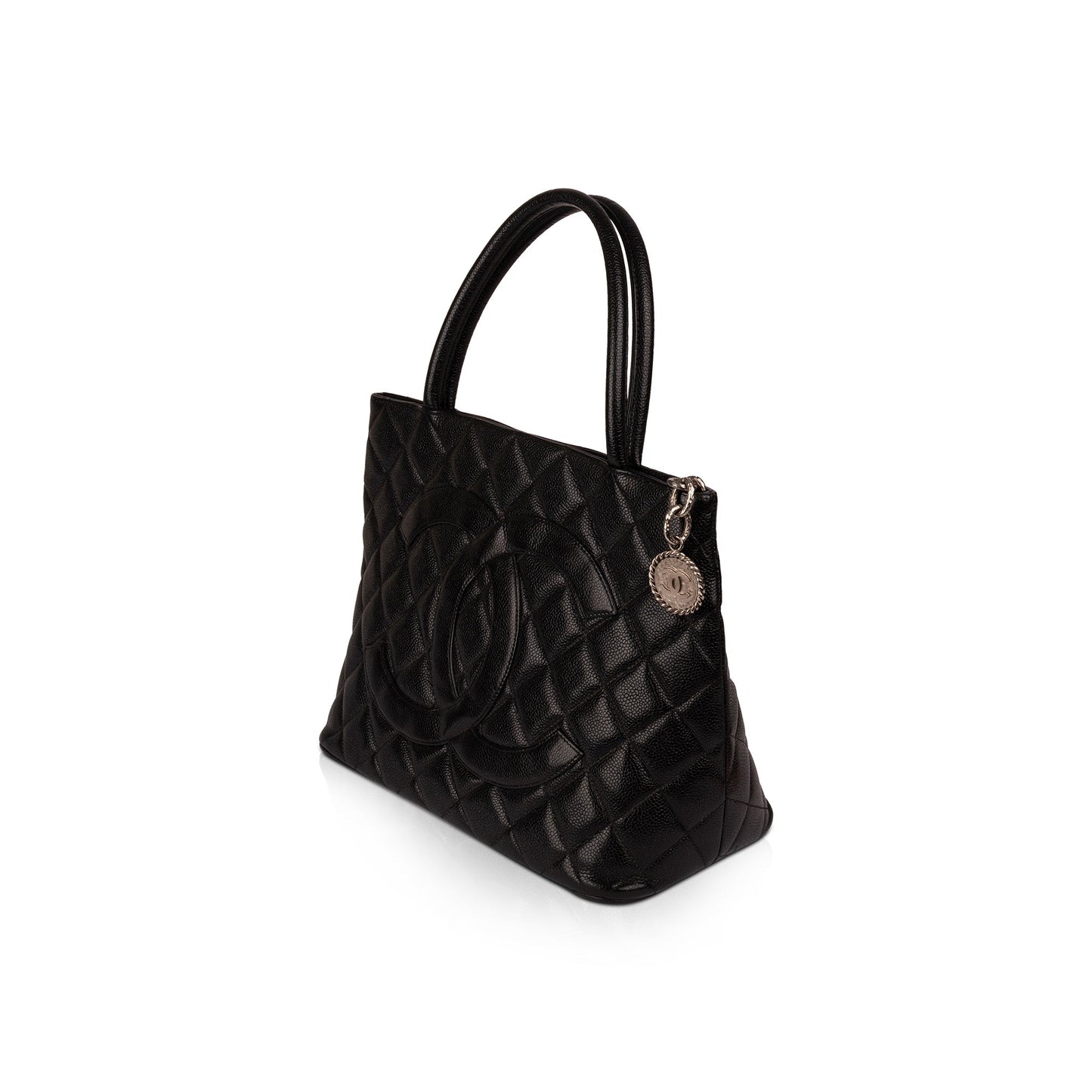 Chanel Black Caviar Leather Medallion Tote
