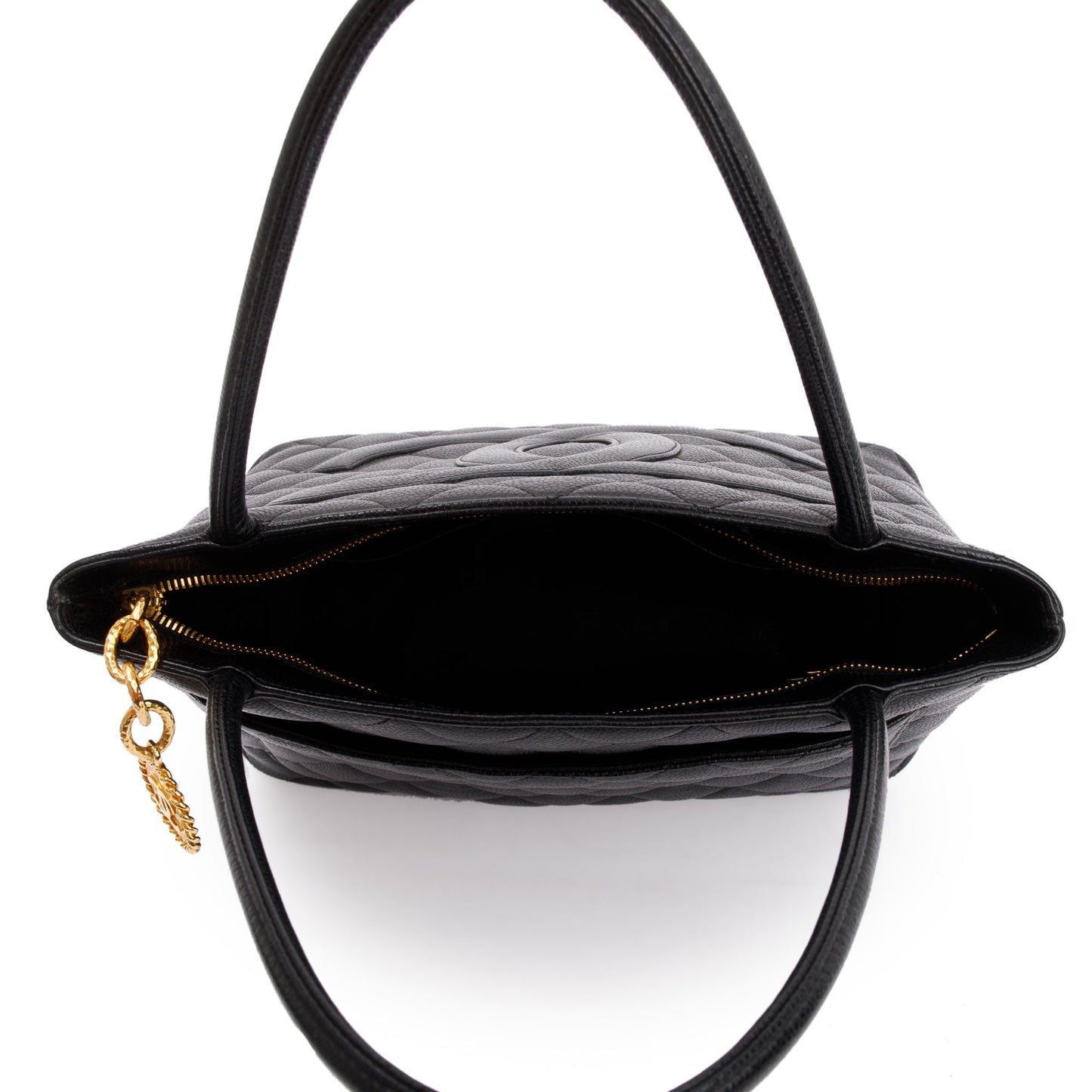 Chanel Black Caviar Leather Medallion Tote