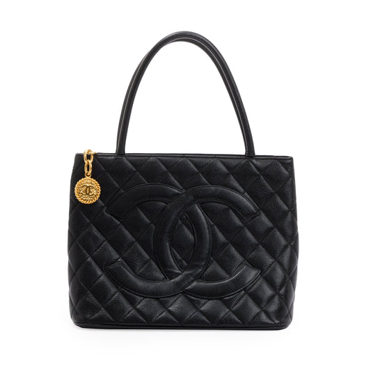 Chanel Black Caviar Leather Medallion Tote