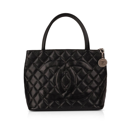 Chanel Black Caviar Leather Medallion Tote