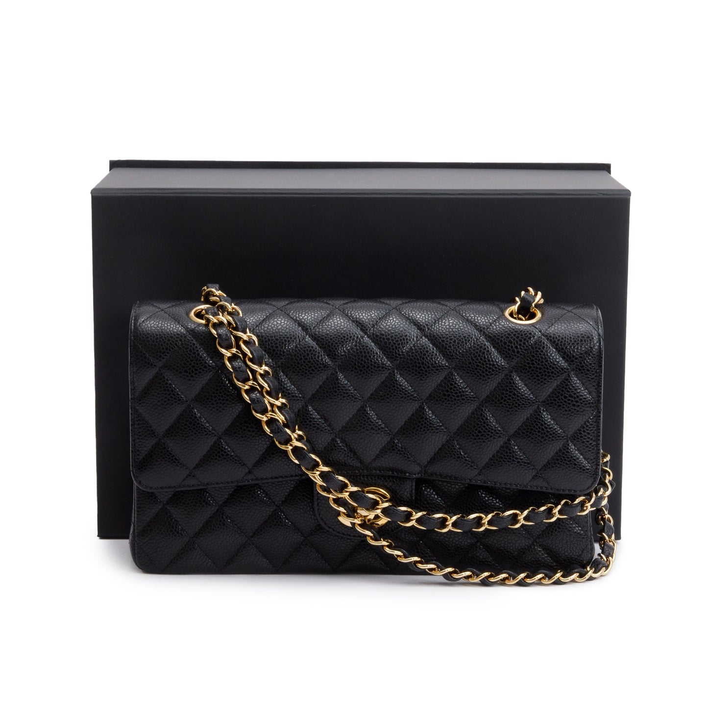 Chanel Black Caviar Leather Medium Classic Double Classic Flap Bag
