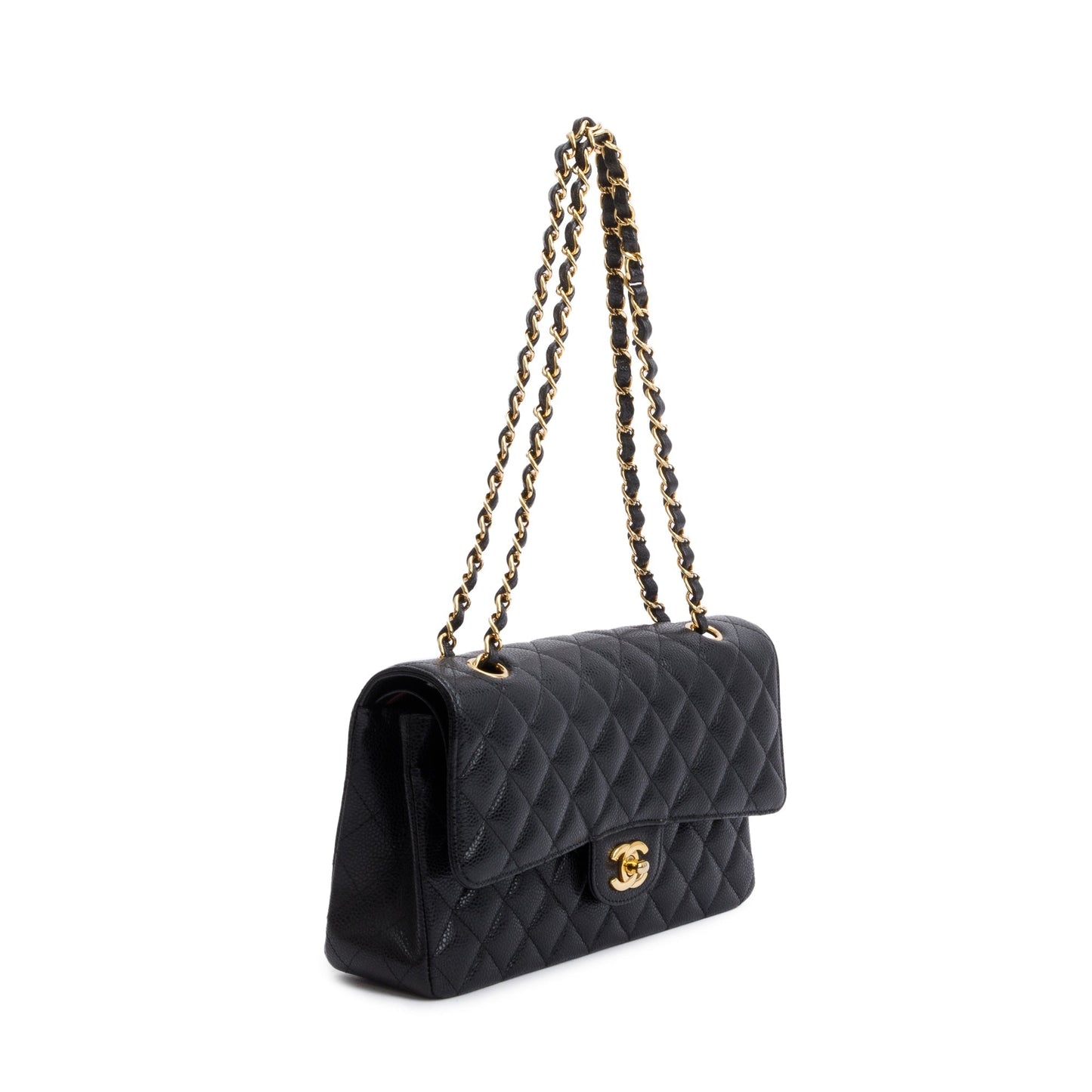 Chanel Black Caviar Leather Medium Classic Double Classic Flap Bag