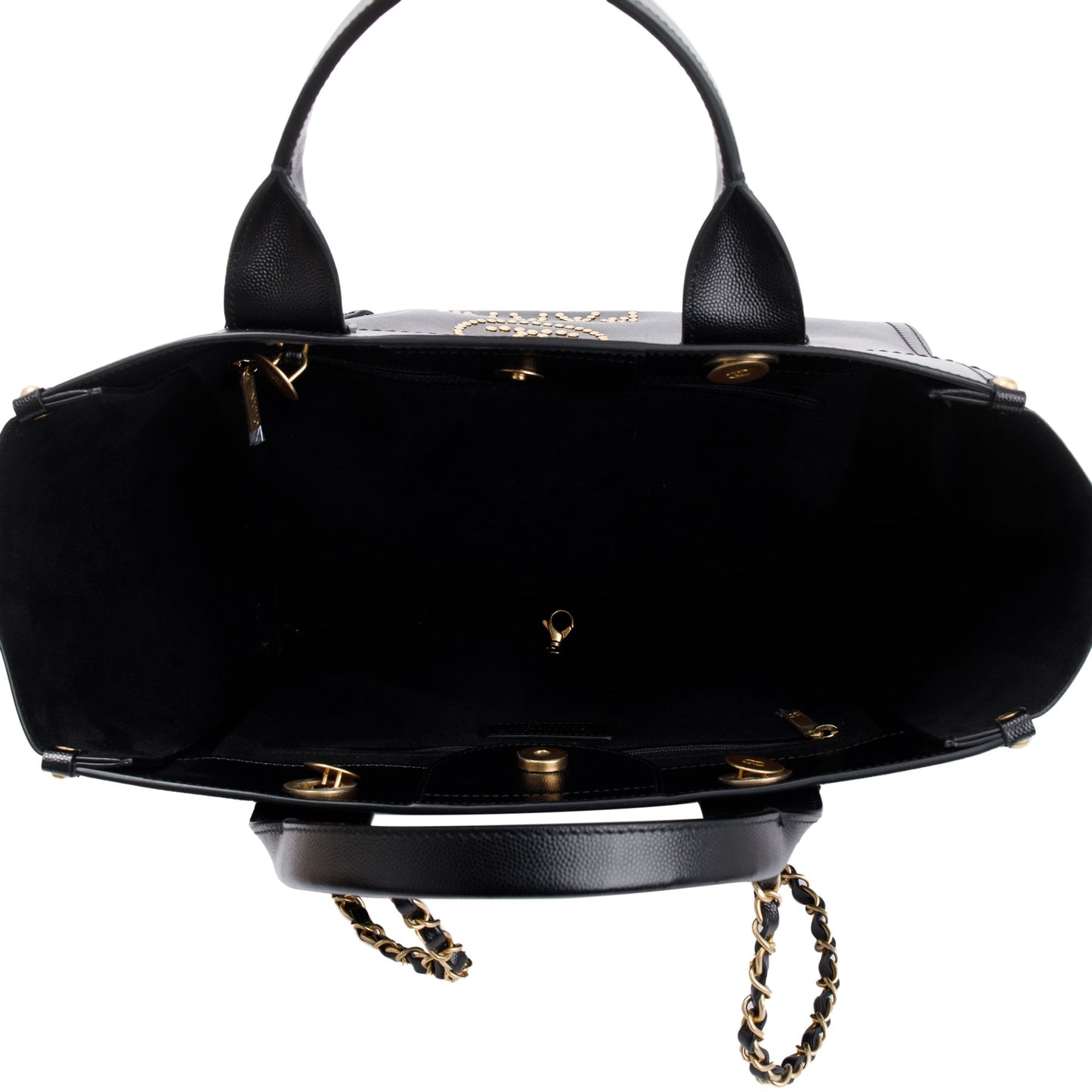 Chanel Black Caviar Leather Medium Studded Deauville Tote