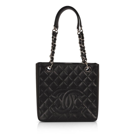 Chanel Black Caviar Leather Petite Shopping Tote